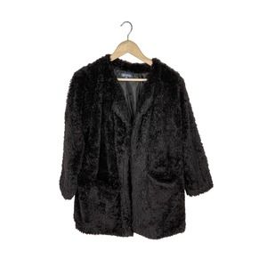 Democracy Size Medium Black Open Front Fur Jacket Coat